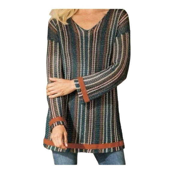 SOFT SURROUNDINGS Metallic Knit Long Sleeve Soft Top Sz PS - Picture 1 of 13